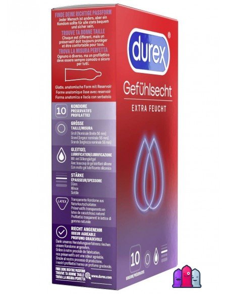 Kondomer Durex Gefuhlsecht Extra Feucht 10-pack